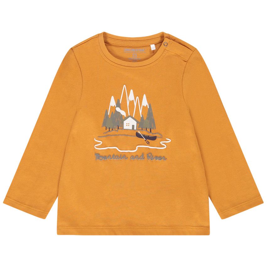 T-shirt manches longues en coton fantaisie pour bébé garçon - Moutarde