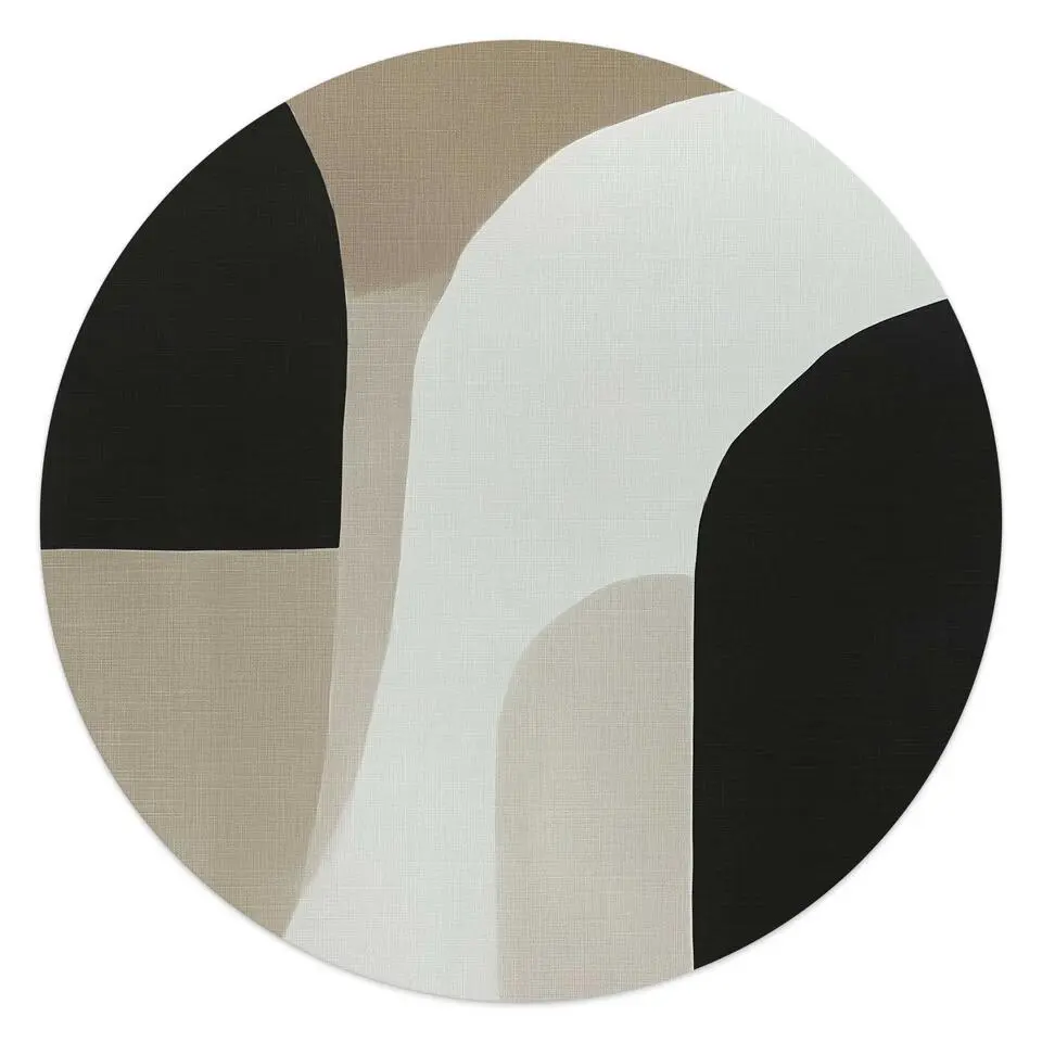 Glasschilderij Abstracte sfeer II - Ø 50cm - Beige