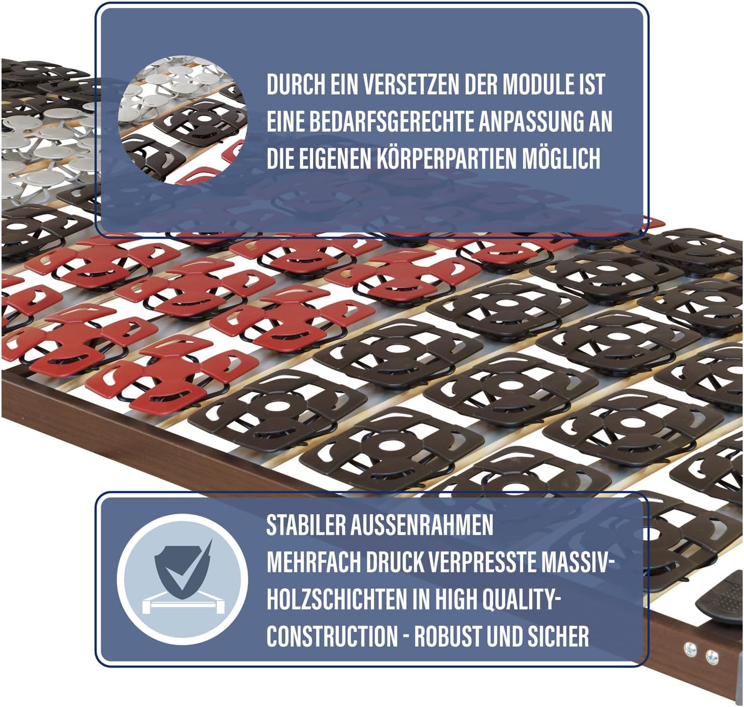 BeCo Lattenrost, Mediflex Modul NV, 80 x 200 cm, vollflächiger Tellerrahmen, Made in Germany, 100 Nächte Probeschlafen