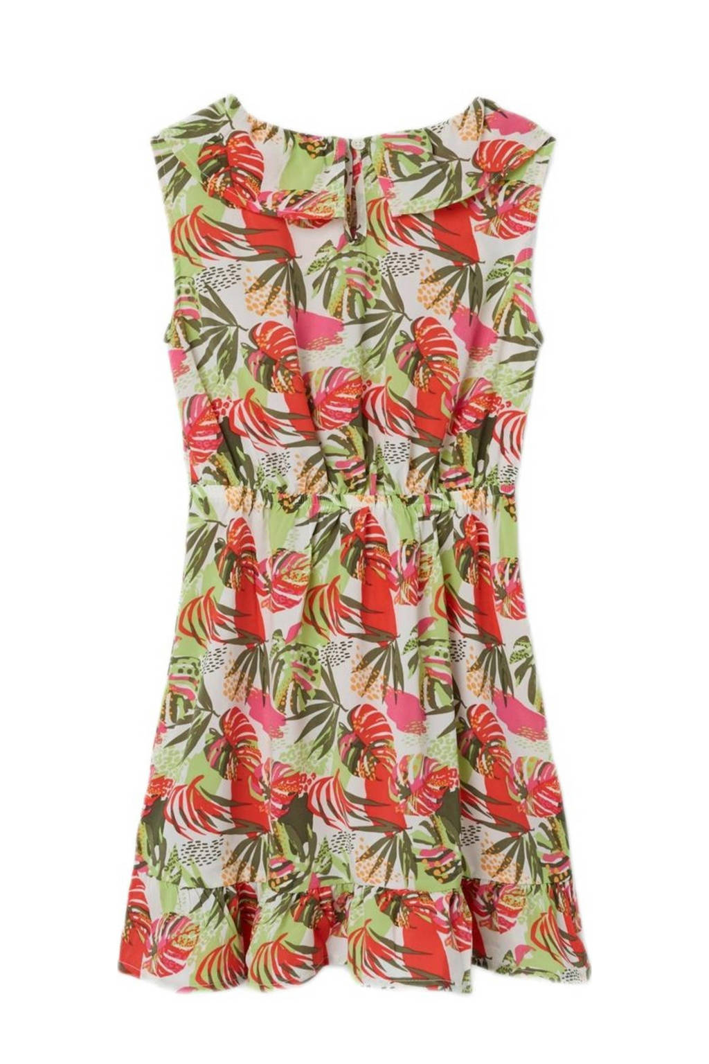 NAME IT jurk NKFVINAYA met all over print en volant felroze/groen/wit