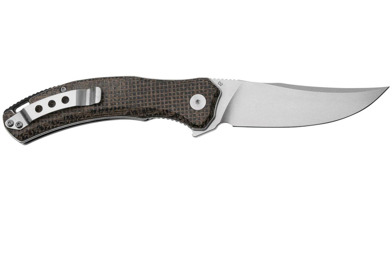 QSP Knife Walrus QS151-B1 Satin, Dark Brown Rough Micarta, zakmes