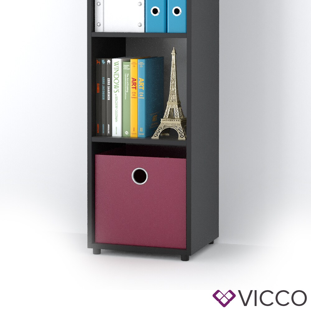 Vicco Raumteiler 4 Fächer Schwarz 144 x 36 cm - Standregal Hängeregal Regal TV Lowboard Sideboard