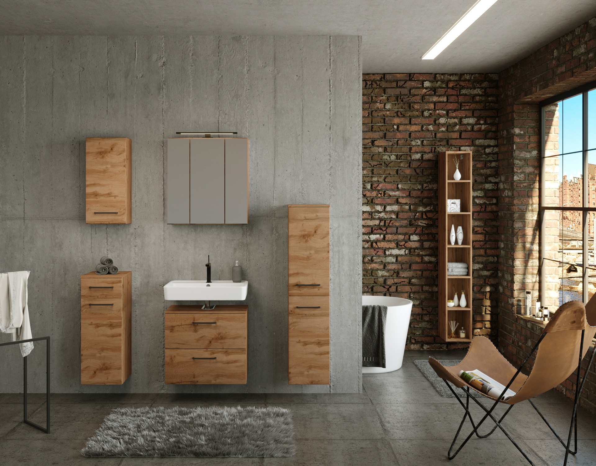 Midischrank Limburg braun B/H/T 30x130x35 cm