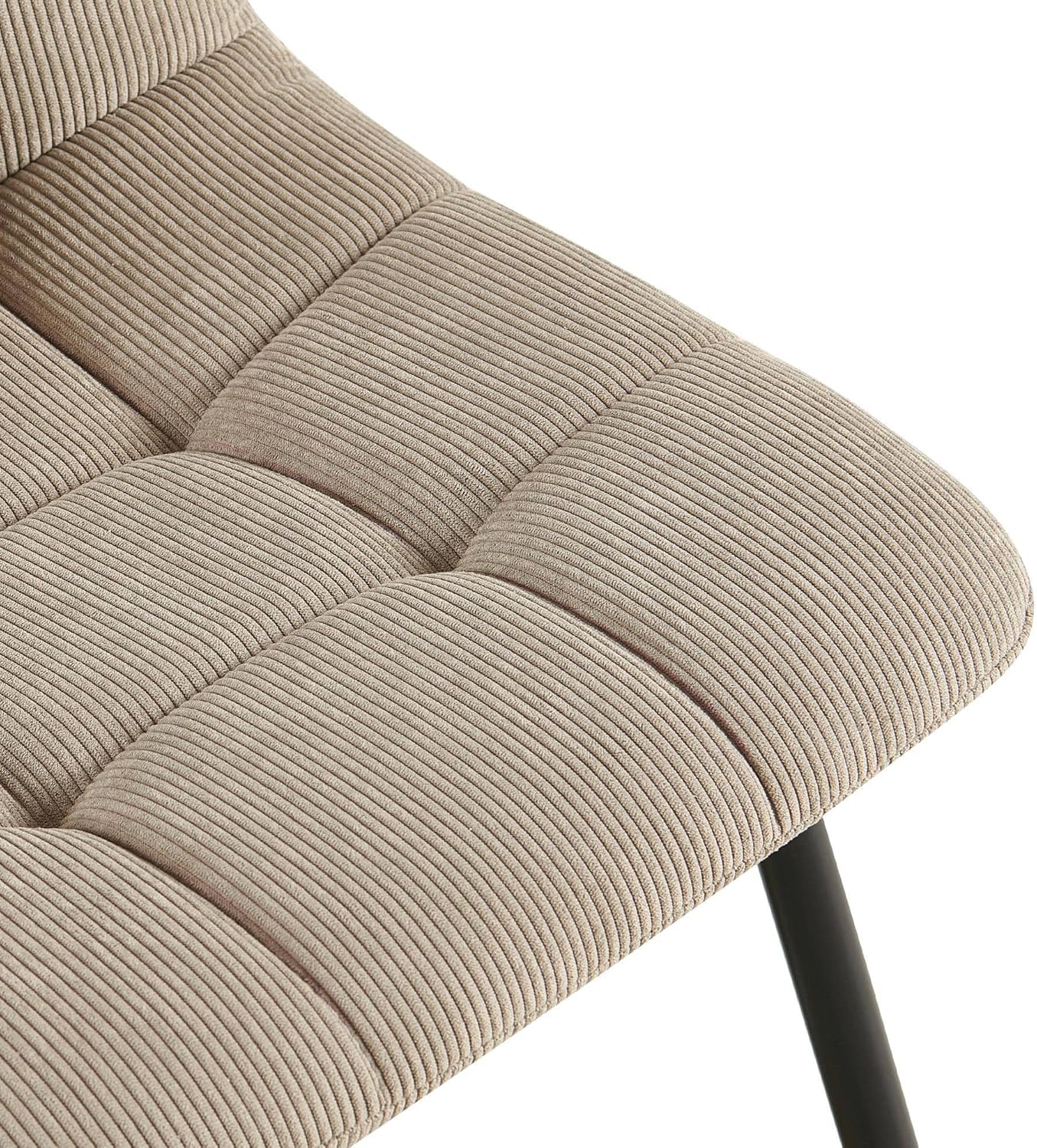 CLP 2er Set Esszimmerstuhl Tilde, Küchenstühle gepolstert mit gestepptem Bezug, Polsterstühle mit Metallgestell, bis 150 kg belastbar, Farbe:Taupe, Material:Cord