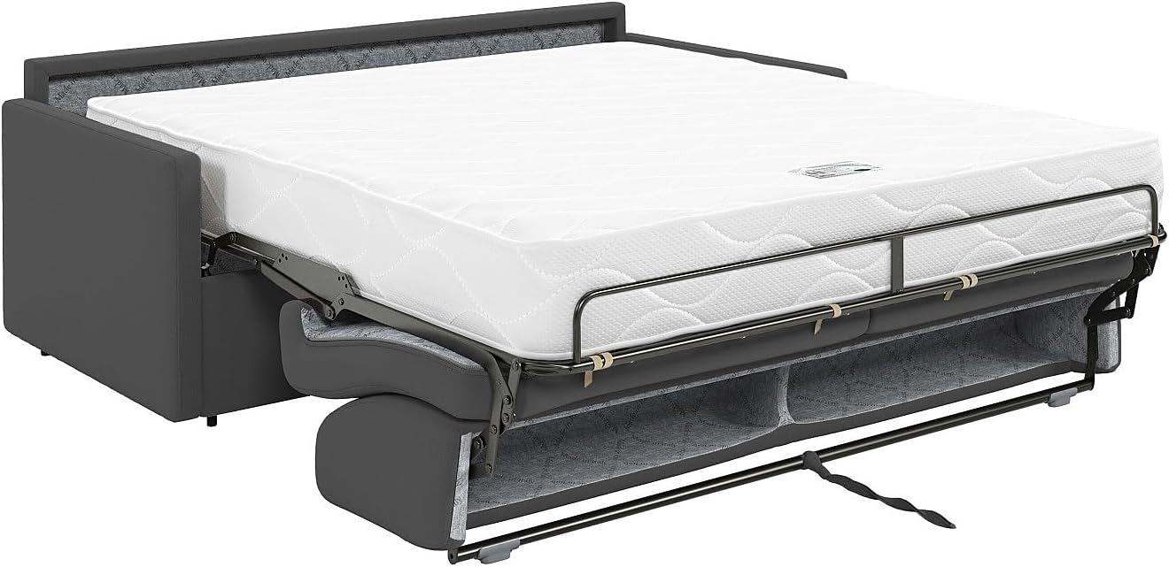 Vente-unique-Schlafsofa 3-Sitzer - Liegefläche: 140 cm - Matratzenhöhe: 22 cm mit Memory Schaum - Stoff - Grau - CALIFE