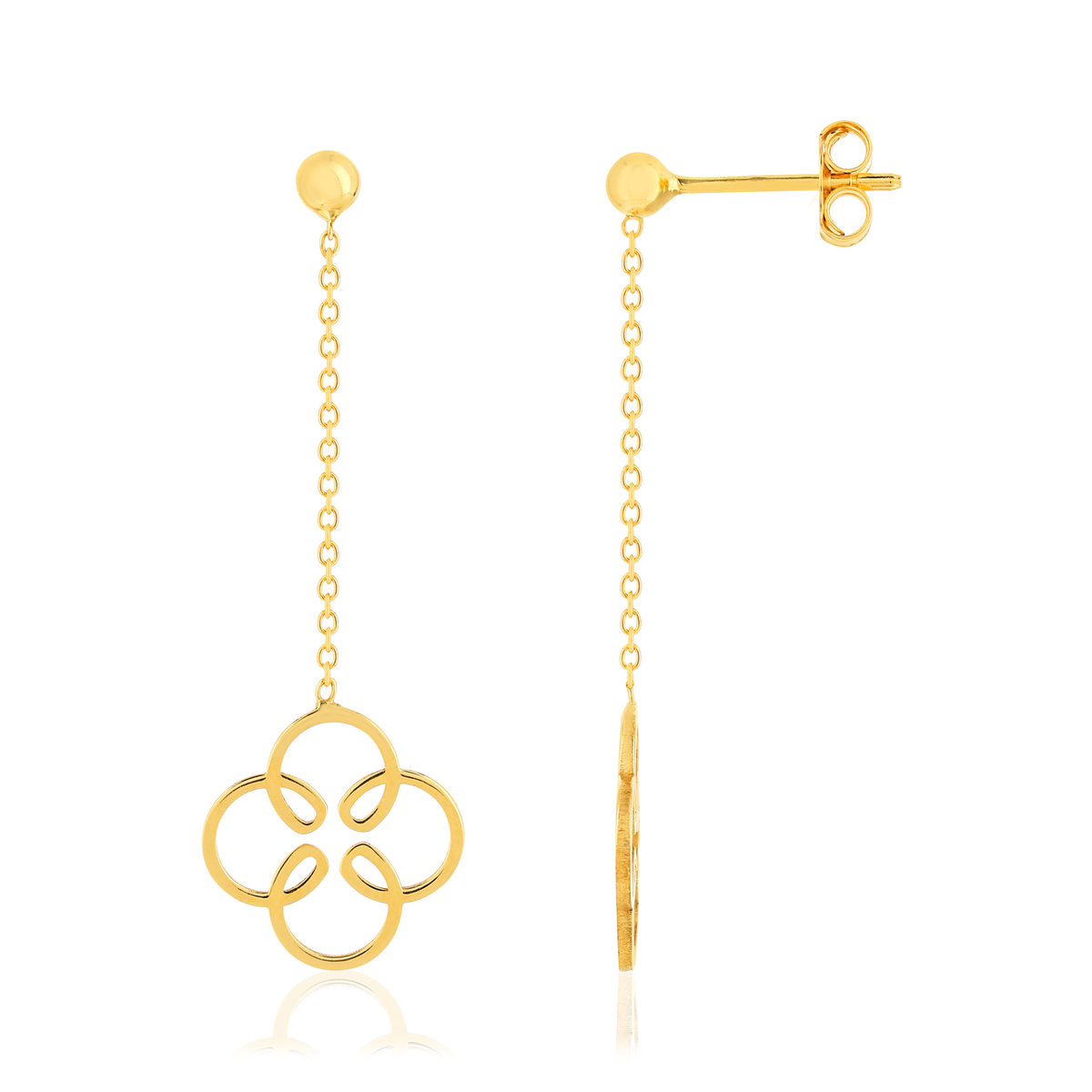 Boucles d'oreilles or jaune 750 motif fleur