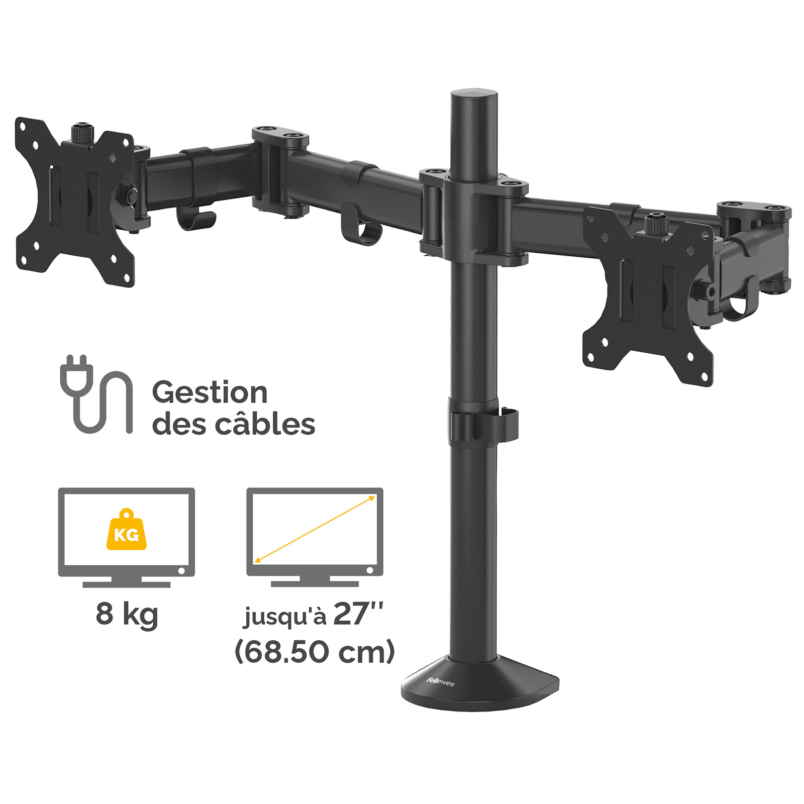 Fellowes Bras porte écran double Reflex