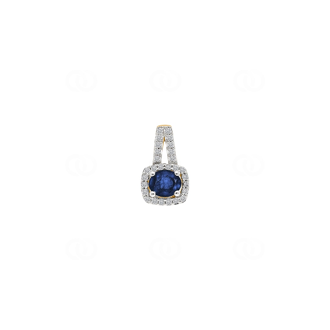 Anhänger 750/18 K Gelbgold mit Saphir oval und Diamanten 0.11 ct H/si