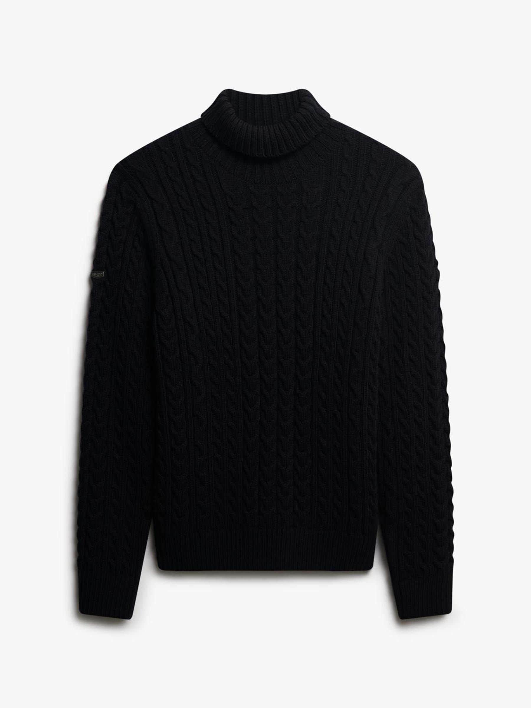 Blauw - Superdry Jacob Cable Roll Neck Jumper