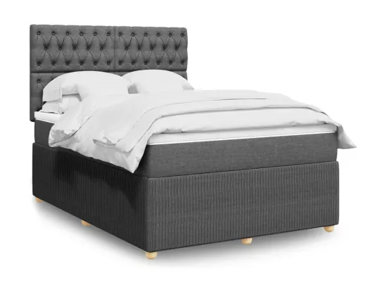 Sommier à lattes de lit avec matelas Gris foncé 140x190cm Tissu