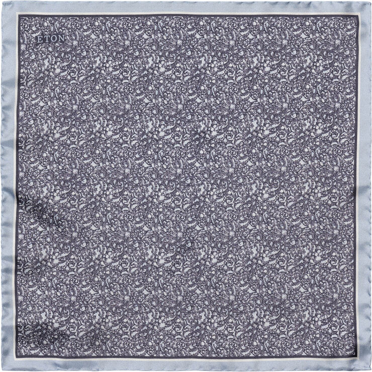 ETON Dark Blue Paisley Silk Pocket Square Blå