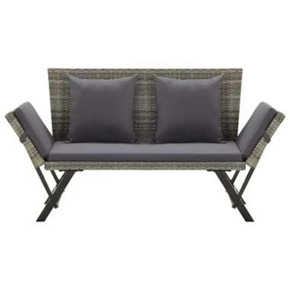 vidaXL - Ligbed - Grijs - Poly rattan