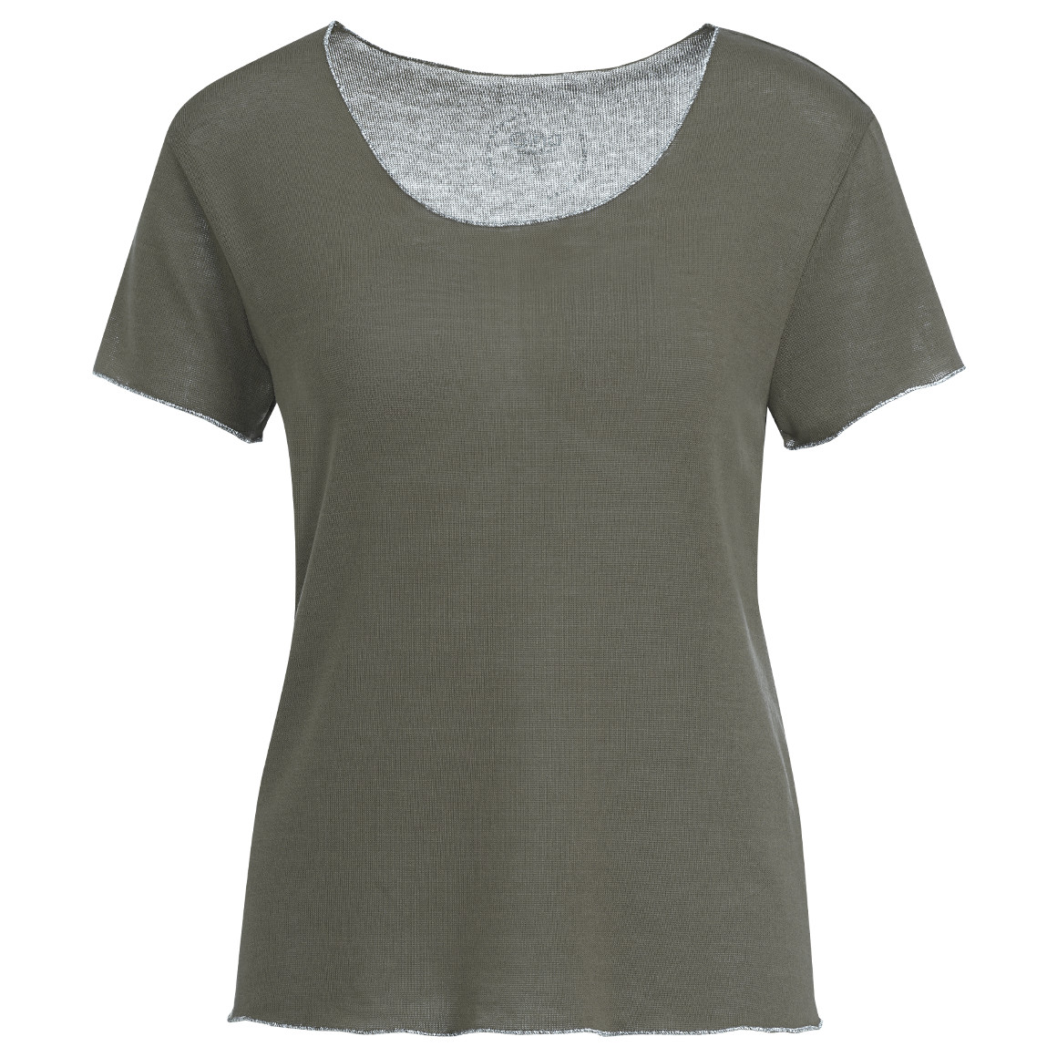 Gina Collection Damen T-Shirt mit glänzender Abschlussnaht dunkelgrün