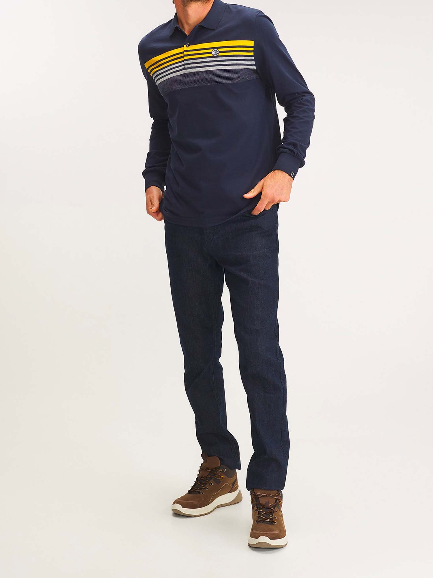 Polo Homme Rayures Poitrine Marine