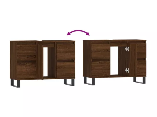 Armoire salle de bain chêne marron 80x33x60cm bois d'ingénierie