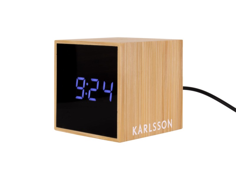 Alarm Clock Mini Cube Bamboo