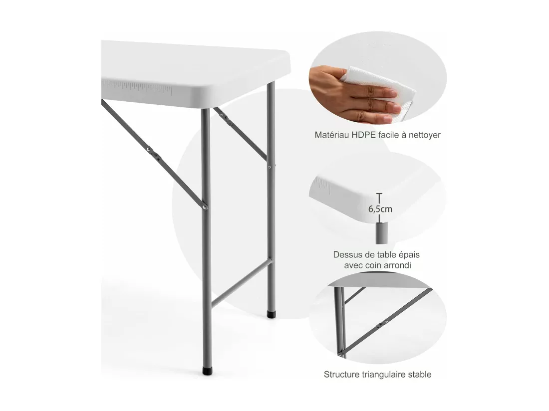 Table de Pêche avec Éviers, Table Pliante Portable pour Nettoyage de Poisson, Acier &HDPE, pour Jardin CamBoisg Pique-Nique