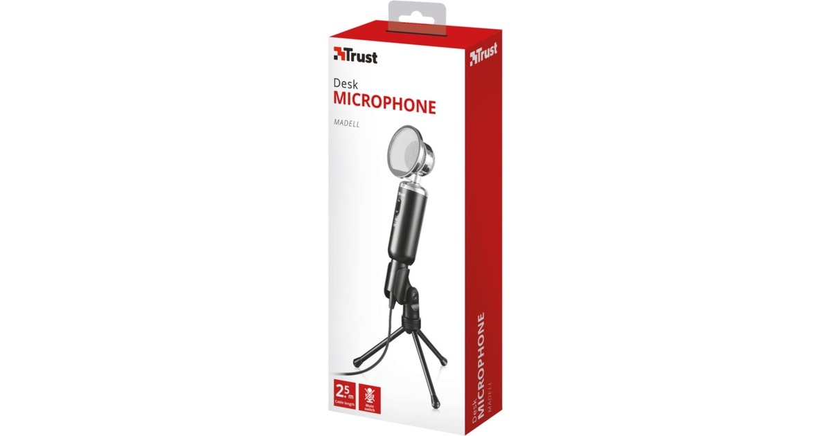 TrustMadell Desk Microphone microfoon  (Zwart/zilver, 21672)