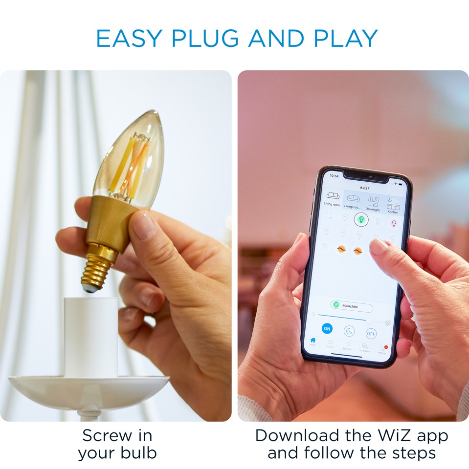 WiZ - C35 Amber Candle E14 Justerbar Filament - Smart Home
