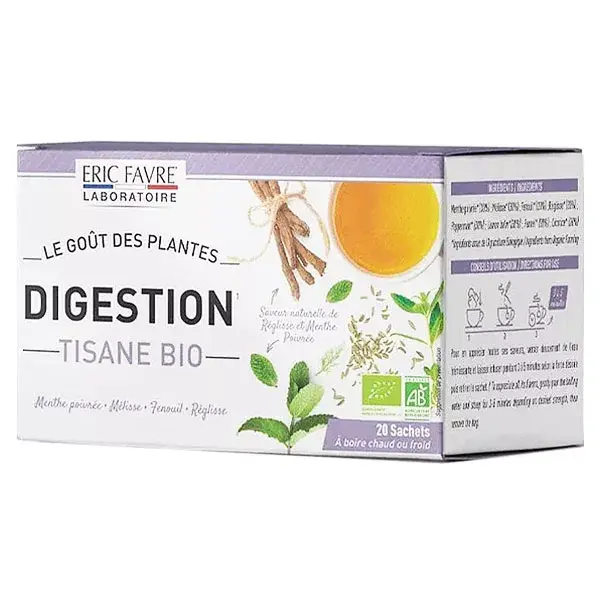 Chá de ervas digestivo orgânico Eric Favre Wellness, 20 sachês