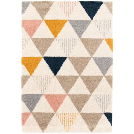 Tapis doux à poils longs - eden - triangles multicolore - 120 x 170 cm