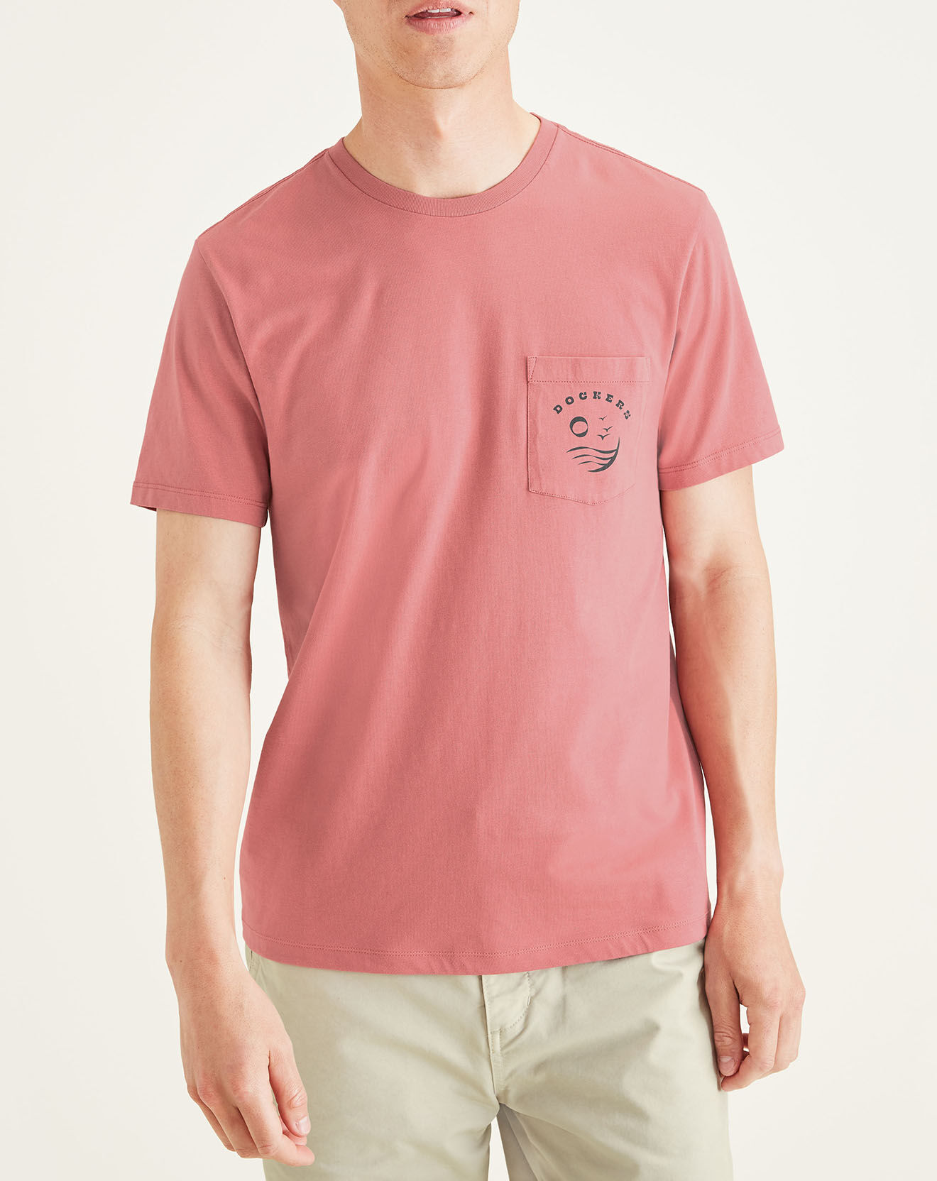 Dockers T-Shirt 100% Coton Bio Logo Pocket rose