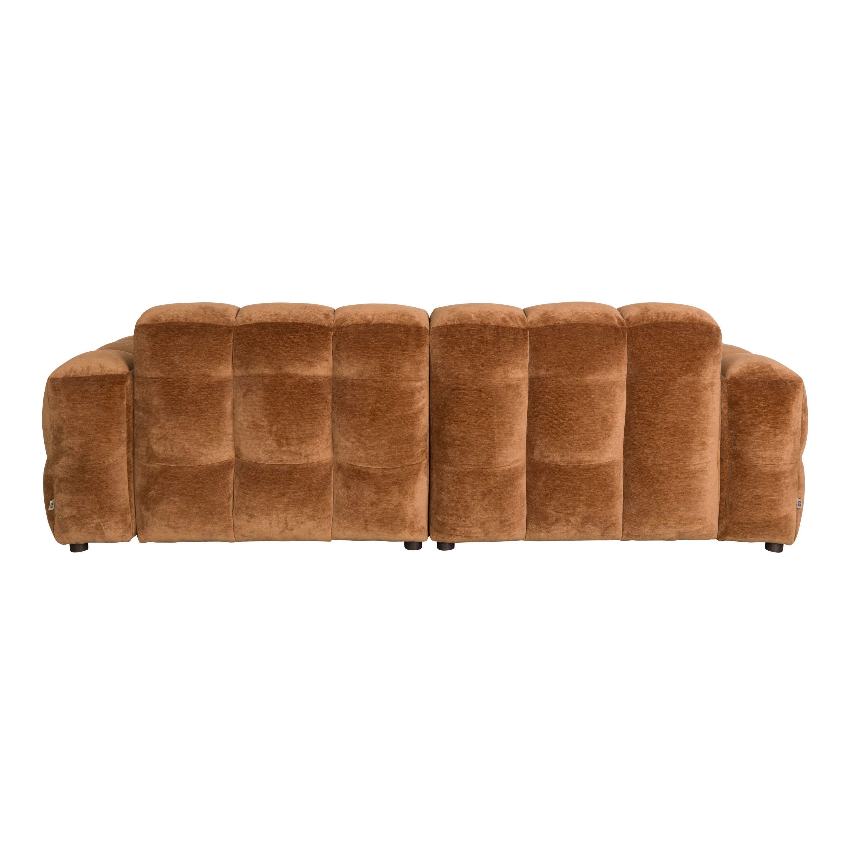 Dutchbone Hackman 3-zitsbank Velours Cognac Bruin