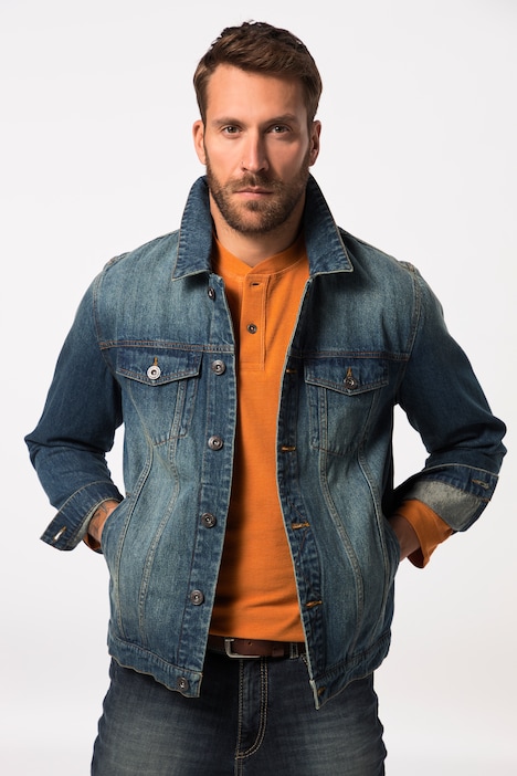 JP 1880 Jeansjacke, Brusttaschen, Knopfleiste, bis 8 XL