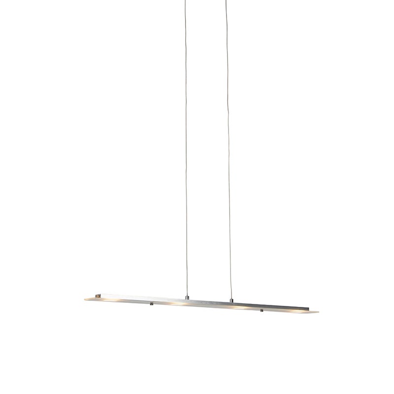 Hanglamp van staal met glasplaat, inclusief LED met touchdimmer - Platina