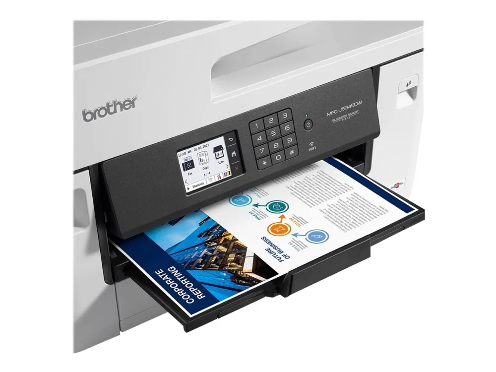 Brother MFC-J5345DW - Multifunktionsprinter - farve - blækprinter - A3/Ledger (medie) - op til 25 spm (kopiering) - op til 28 spm (udskriver) - 250 ark - 14.4 Kbps - USB 2.0, LAN, Wi-Fi(n)