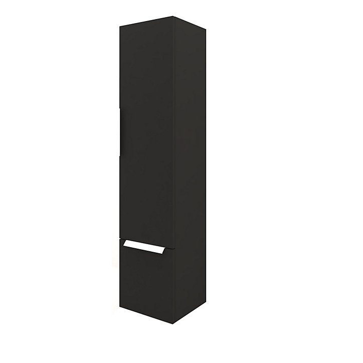 Colonne de salle de bains à suspendre noir mat avec miroir intérieur Urban H. 150 x l. 35 x P.32 cm
