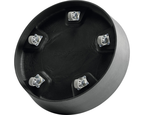 Ecopots onderzetter met wielen, kunststof, Ø 34,1 cm, H 9 cm, donkergrijs