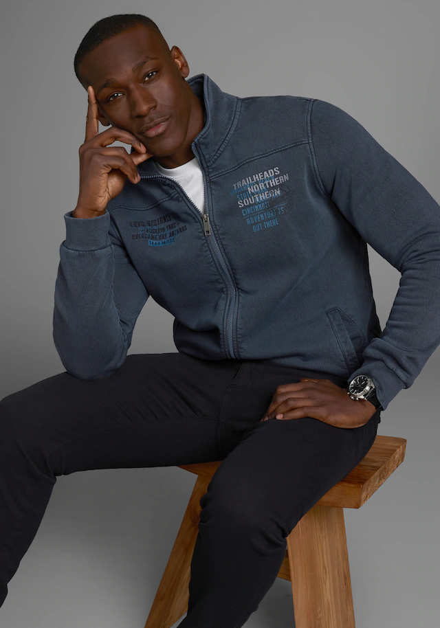 Man's World Sweatjacke , mit Print und Stickerei