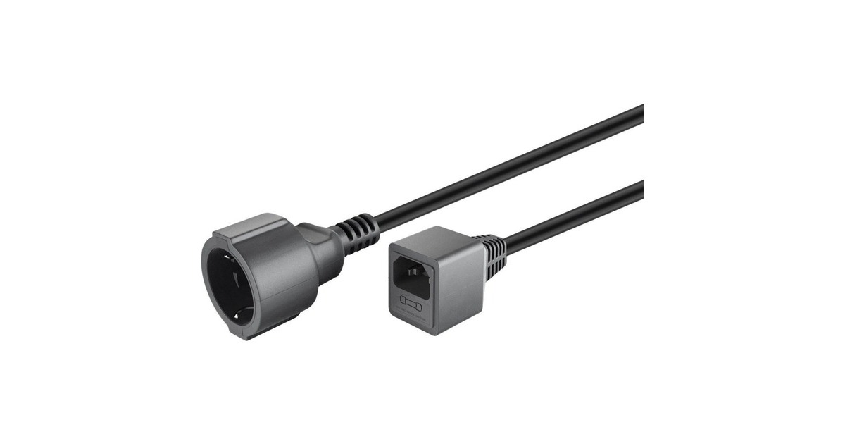 goobayIEC-verlengkabel C14 > stopcontact met randaarde  (Zwart, 1,5 meter)