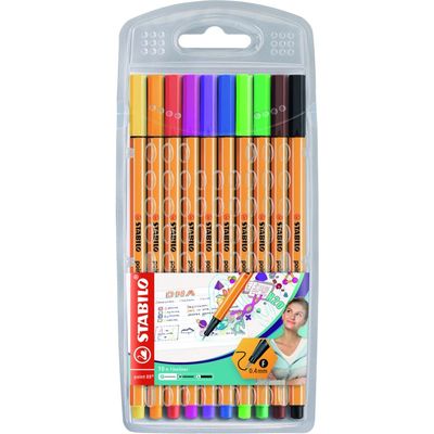 STABILO Point 88 - Pack de 10 feutres fins - 0.4 mm - couleurs assorties
