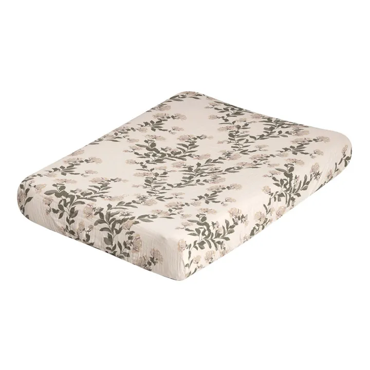 garbo&friends Housse de matelas à langer Honeysuckle en mousseline de coton | Ecru