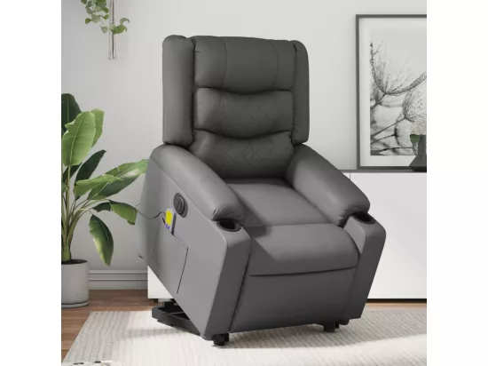 Fauteuil inclinable massant électrique gris similicuir