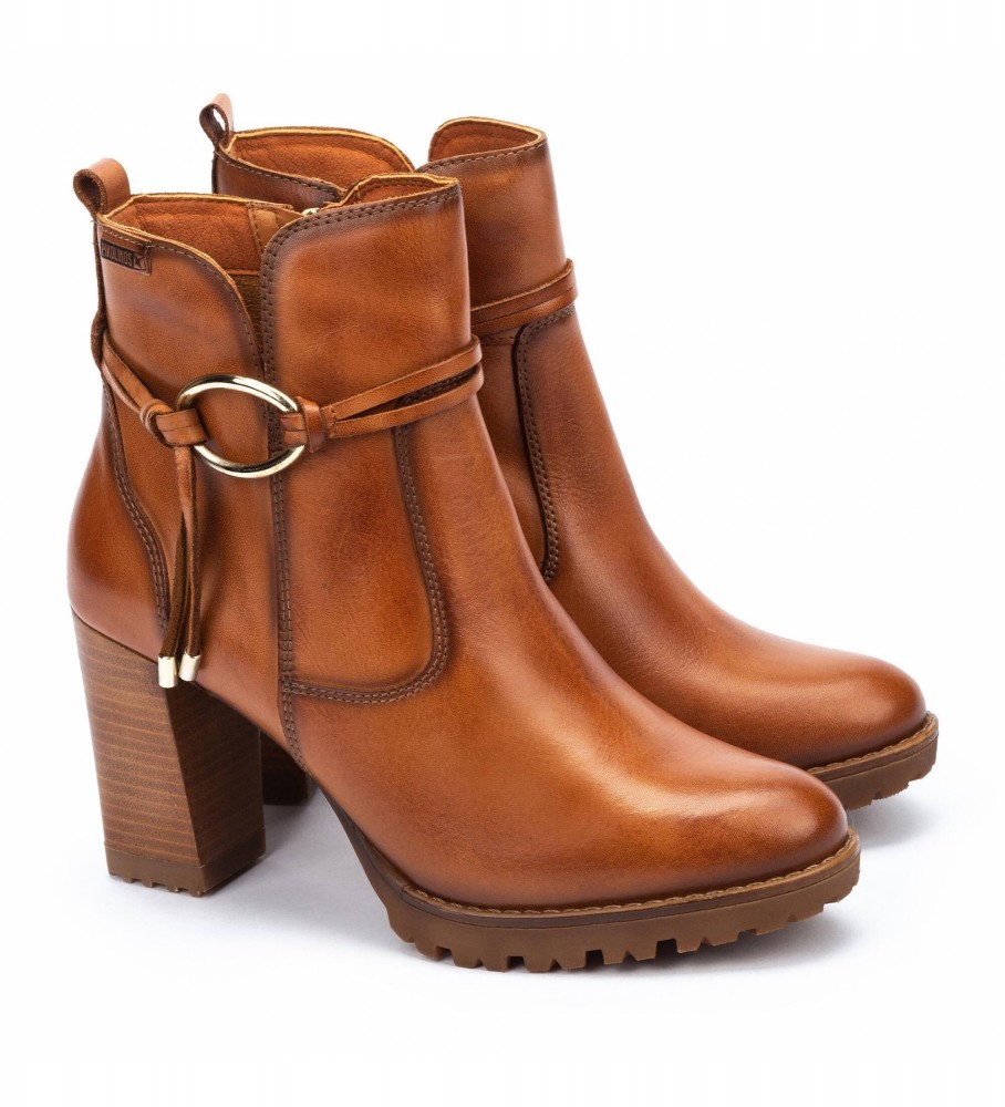 Botas de cano curto Pikolinos Conelly em couro marrom - Altura do salto: 9 cm -