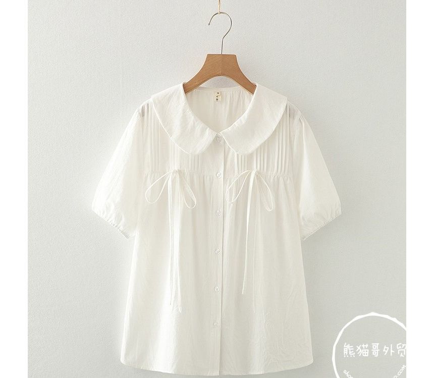 PANDAGO - Babydoll-blouse met korte mouwen en effen kleur