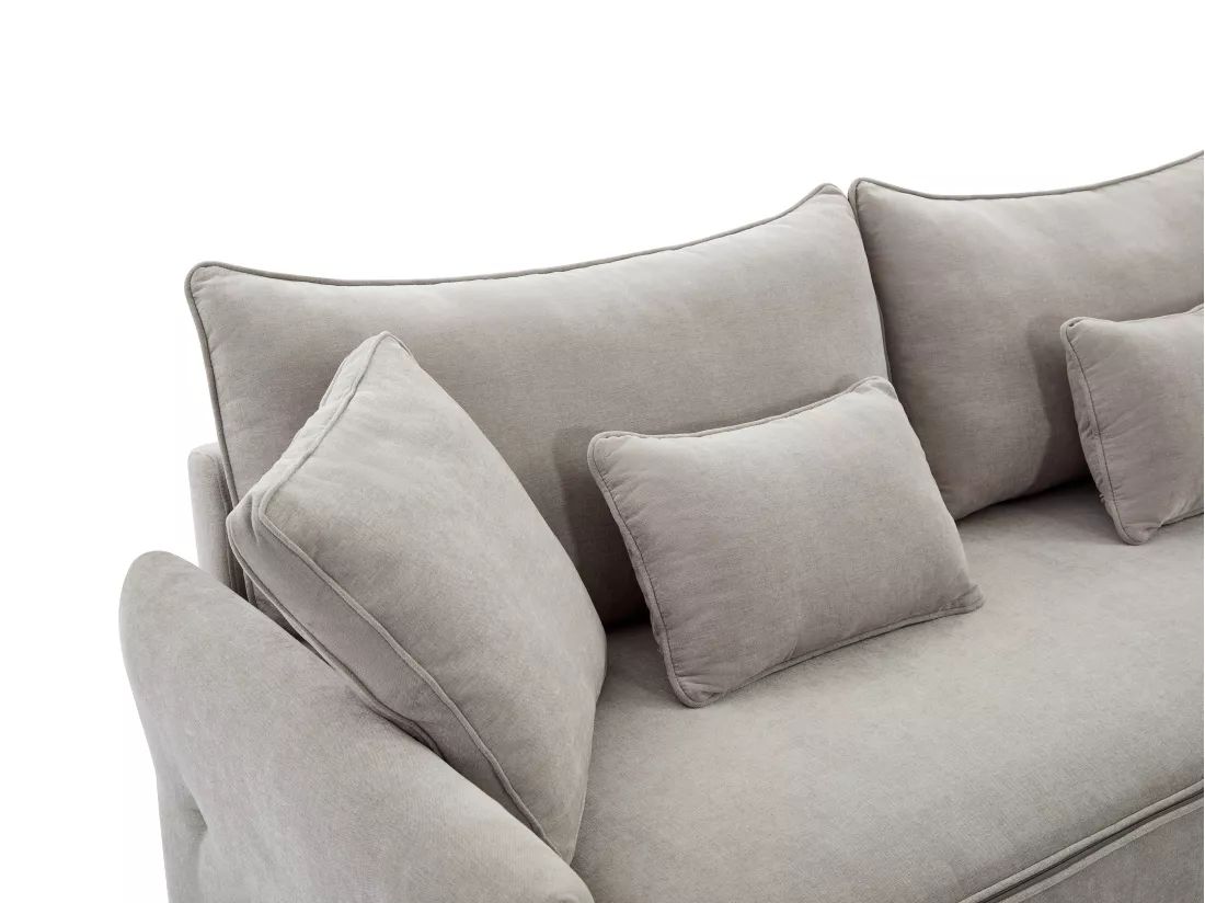 Canapé 3 places convertible en tissu gris clair avec assise à mémoire de forme SITALA