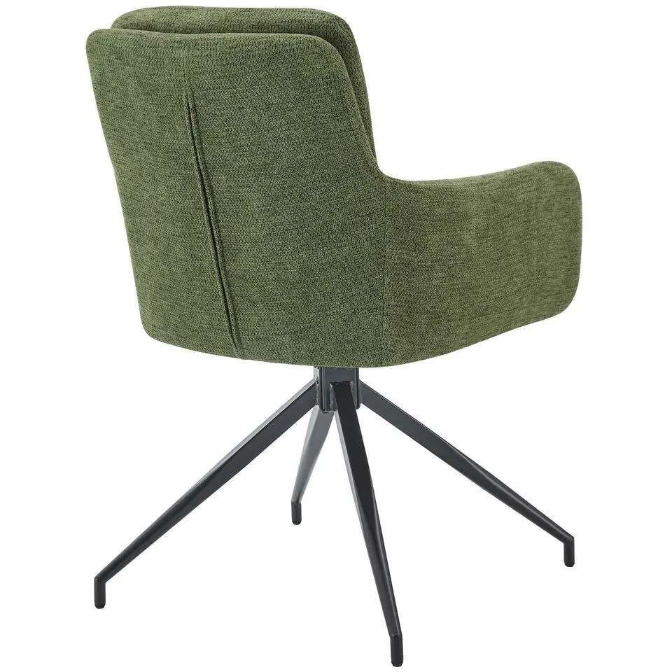 CLP Set van 2 Eetkamerstoel Pickett mat zwart Frame - Stof - groen