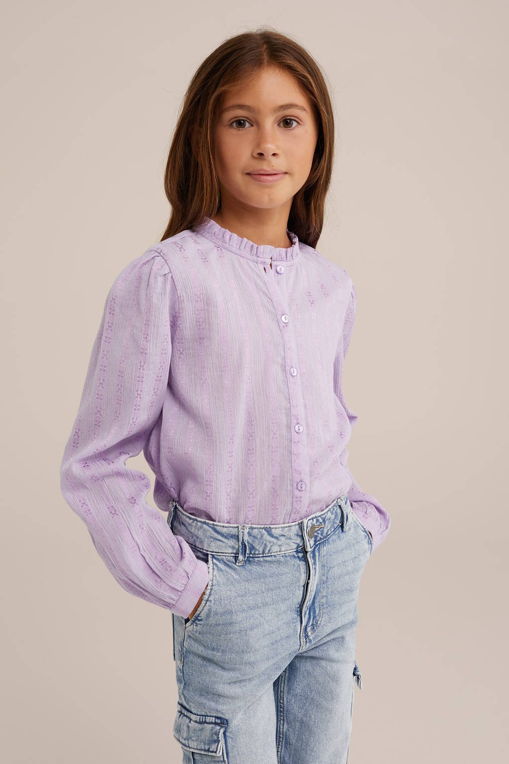 WE Fashion gestreepte blouse lila