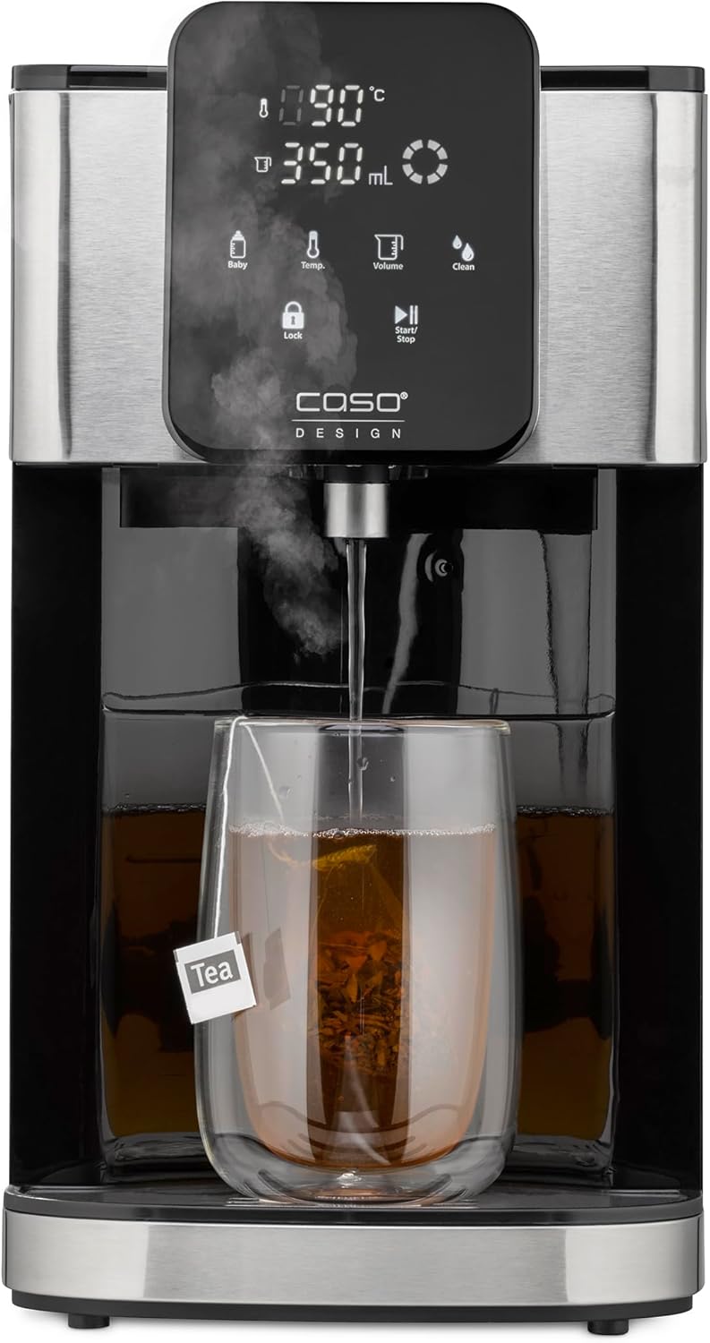 CASO HW 1660 - Turbo Heisswasserspender, heißes Wasser in wenigen Sekunden (40-100°C), 2600 Watt, extra großer 4 Liter Wassertank, Direktwahltaste für Babynahrung (37°C), energiesparend