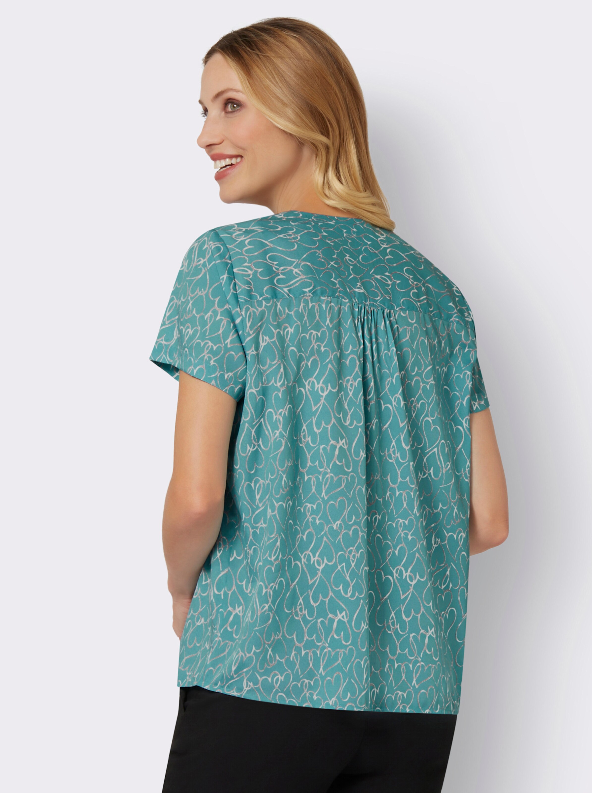 Schlupf-Bluse im Herz-Dessin