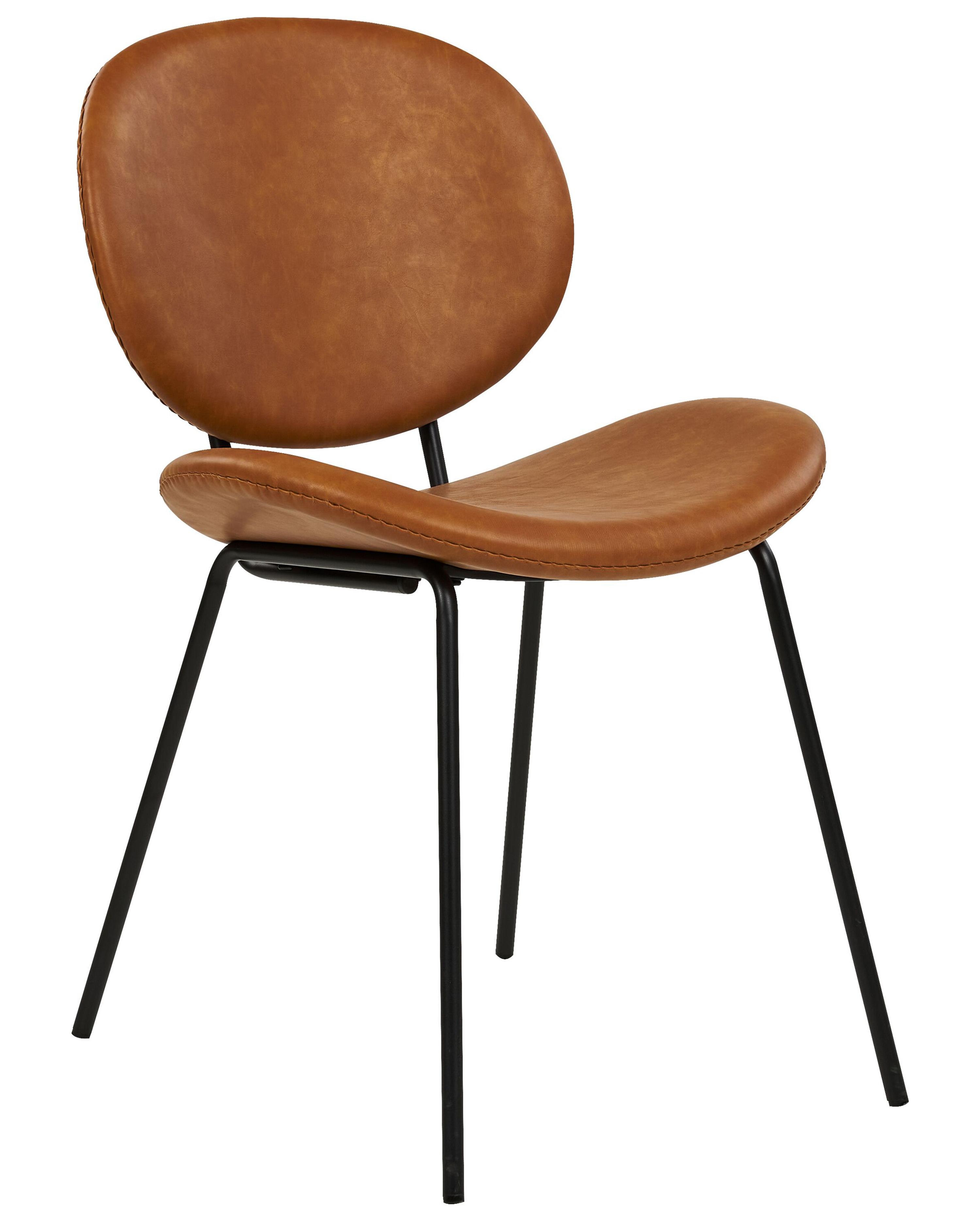 Set van 2 eetkamerstoelen LUANA Kunstleer Goudbruin