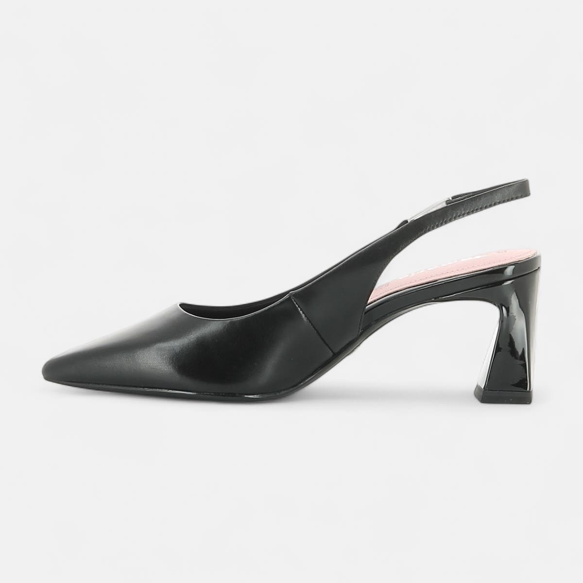 Escarpins avec bride arrière à talon Femme en cuir noir