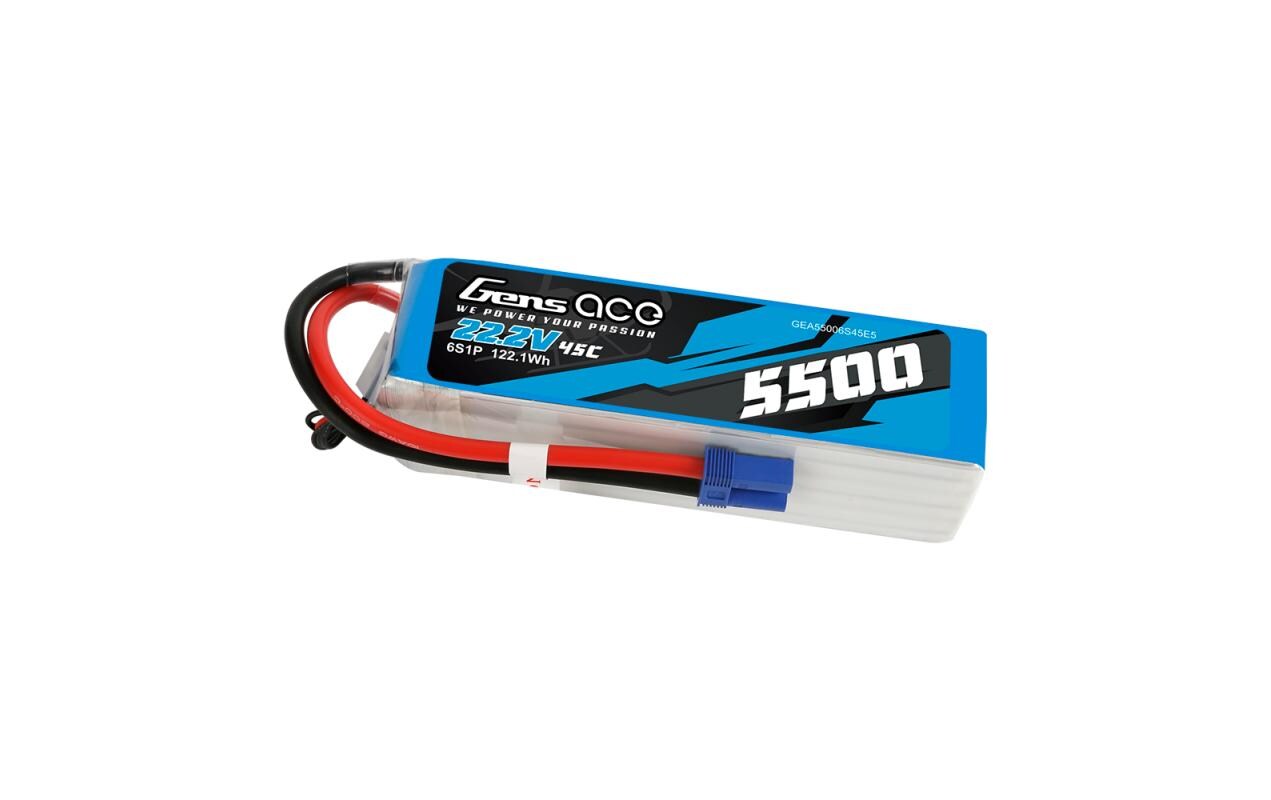 RC-Akku LiPo 5500 mAh 22.2 V 45C<br>6S LiPo Akku für 600, 700 und 800-er Helikopter