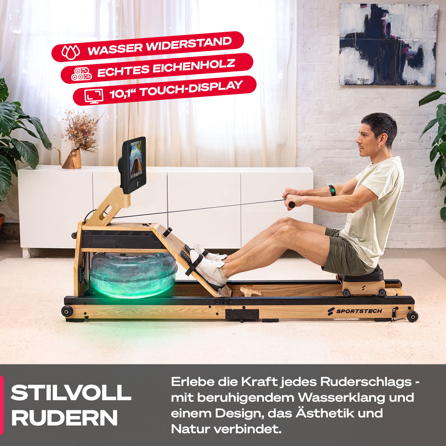 Aqua Elite Rudergerät Hellbraun 10,1