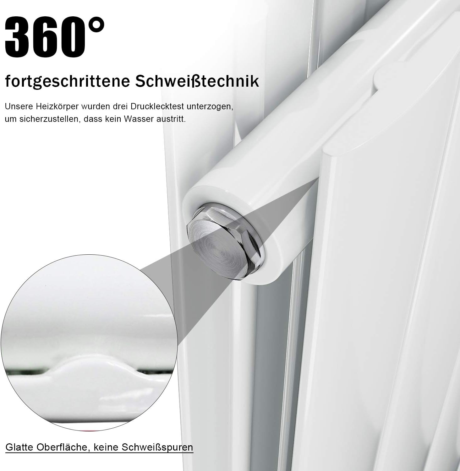 ELEGANT Design Flach Heizkörper 1800x539mm Weiß Paneelheizkörper Vertikal Mittelanschluss Doppellagig