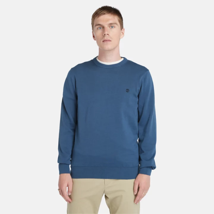 Suéter Williams River de gola redonda para homens na cor azul marinho.